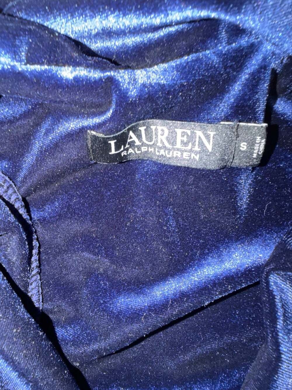 Lauren Ralph Lauren Navy Blue Velvet Long Sleeve Notch Collar Pajama Set Size S - Picture 4 of 4
